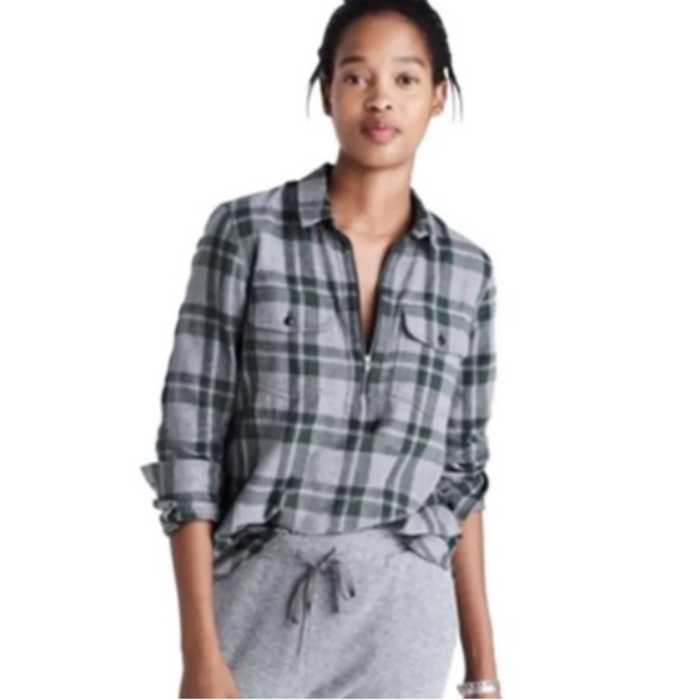 Madewell Washburn Flannel Zip Front Popover Shirt